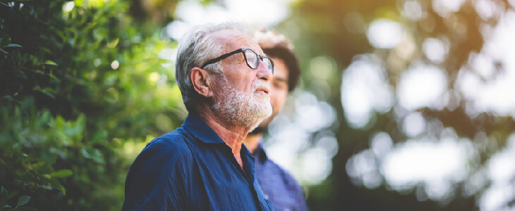 An elderly man thinking about creating a charitable trust