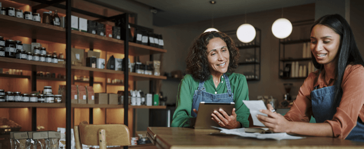 Mother and daughter running small business